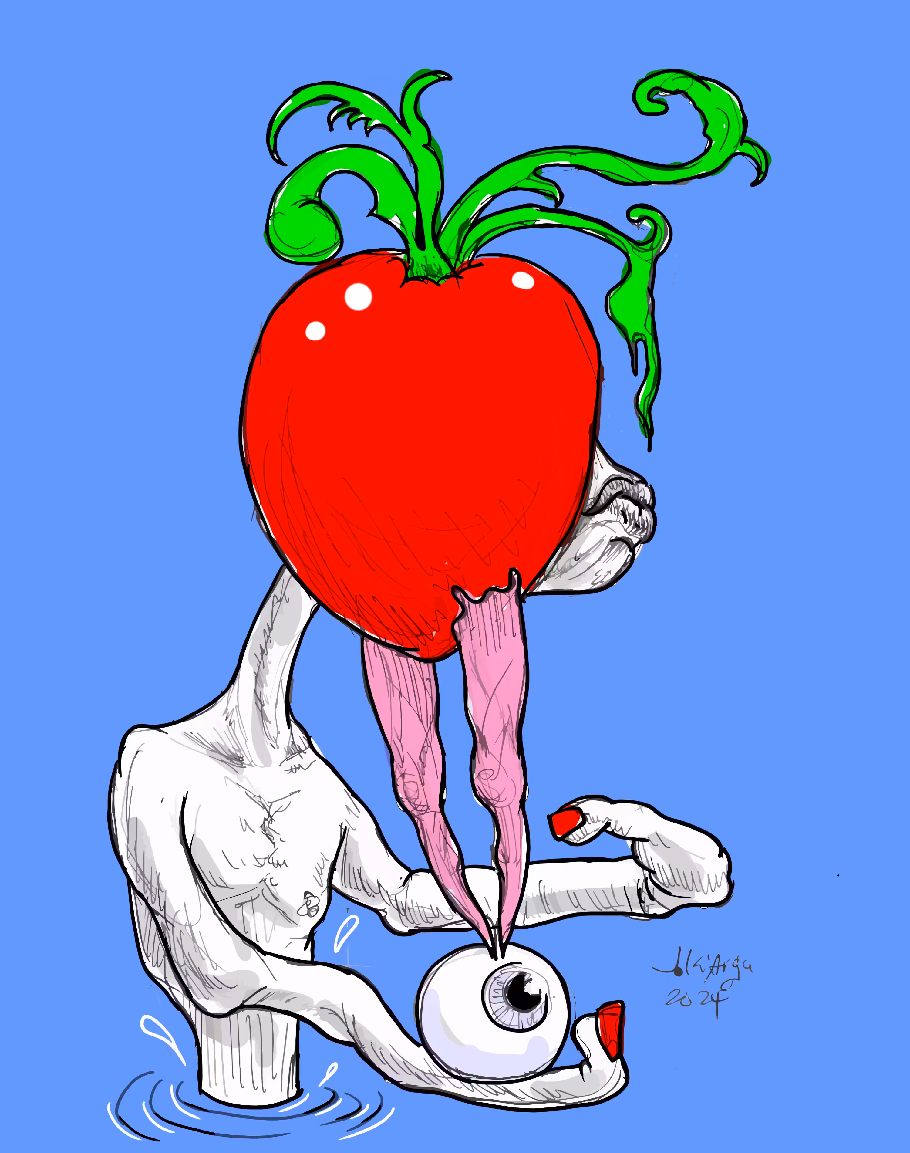 behind an apple