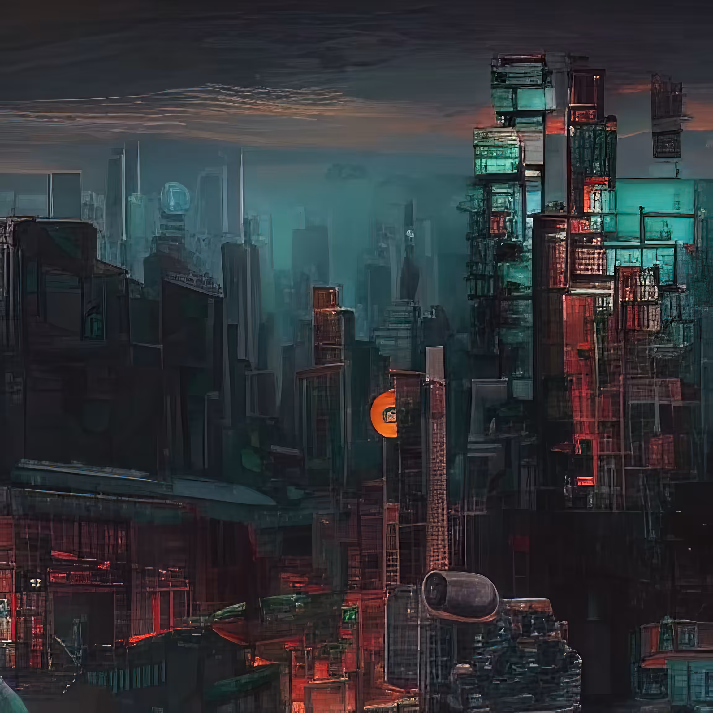 cyberpunk city panorama night 1148699380
