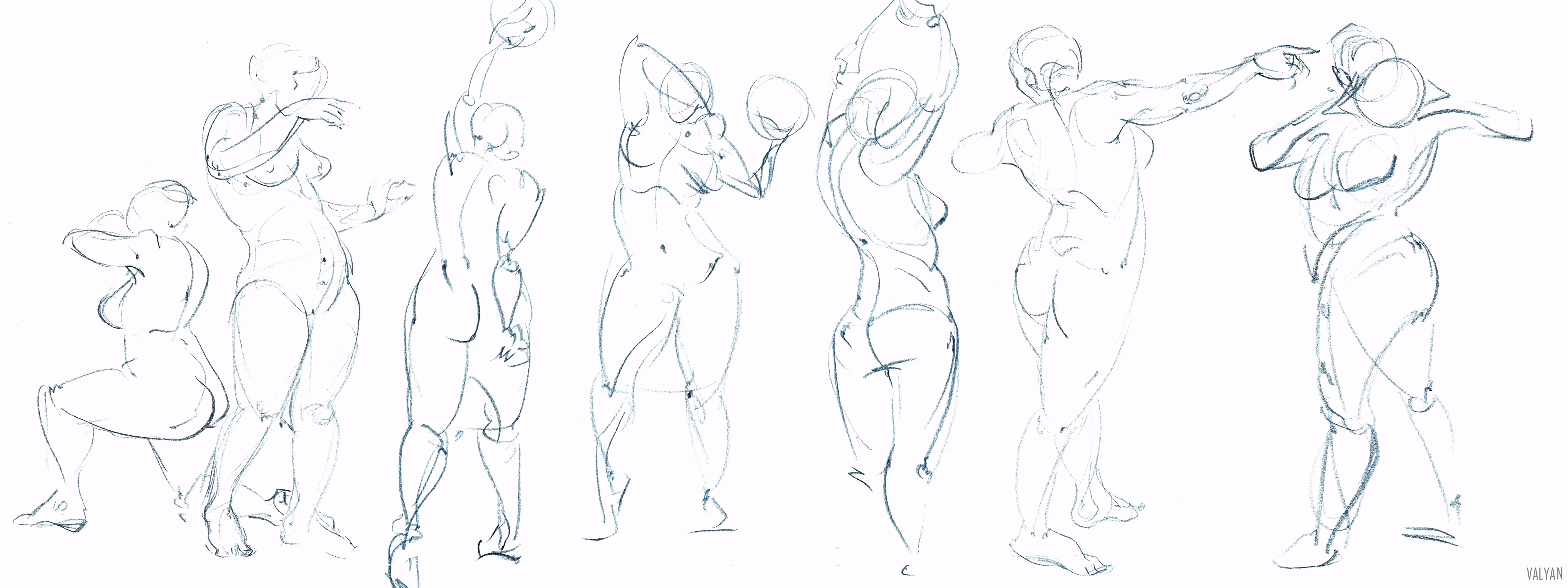 Sketches in light blue