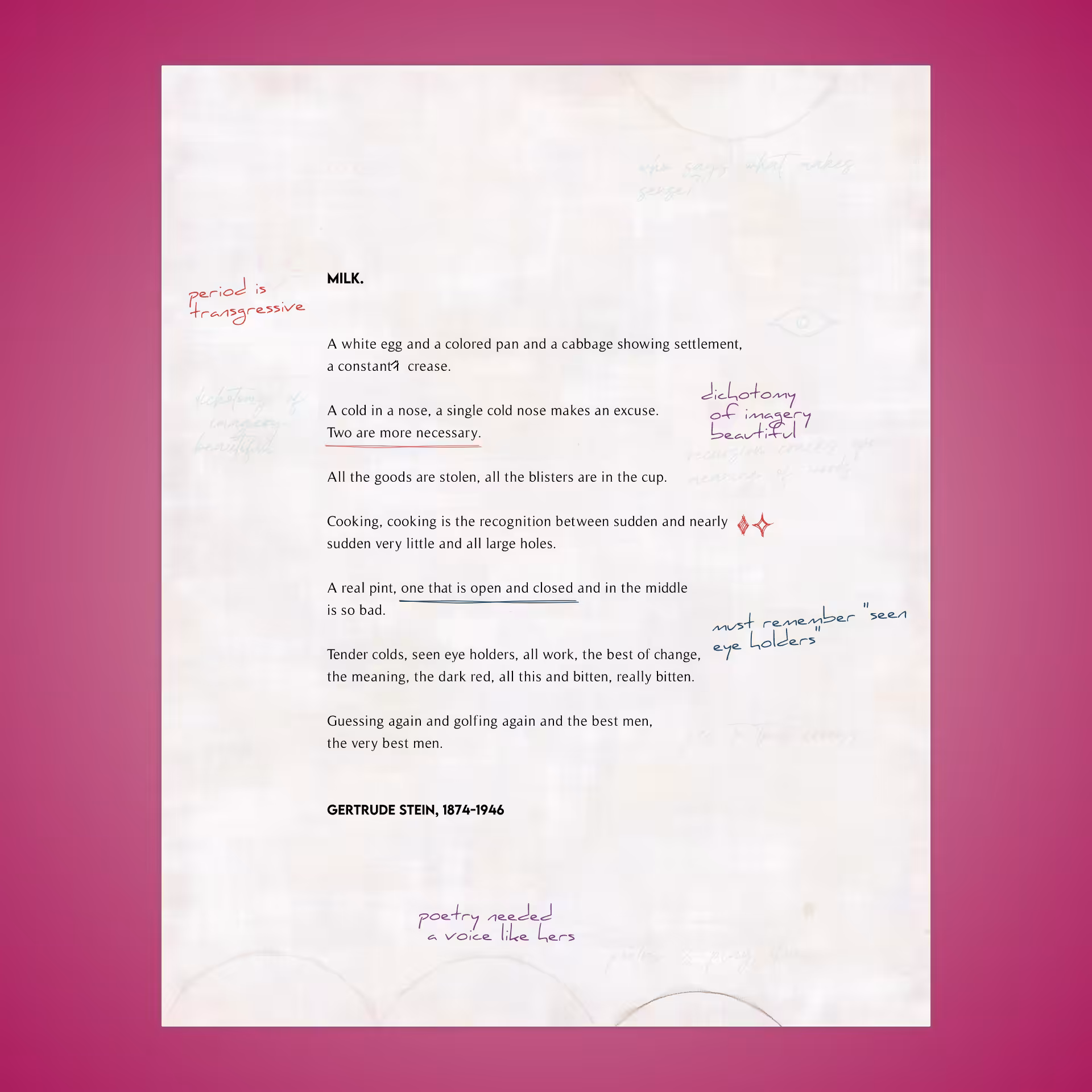 MILK. by Gertrude Stein #26
