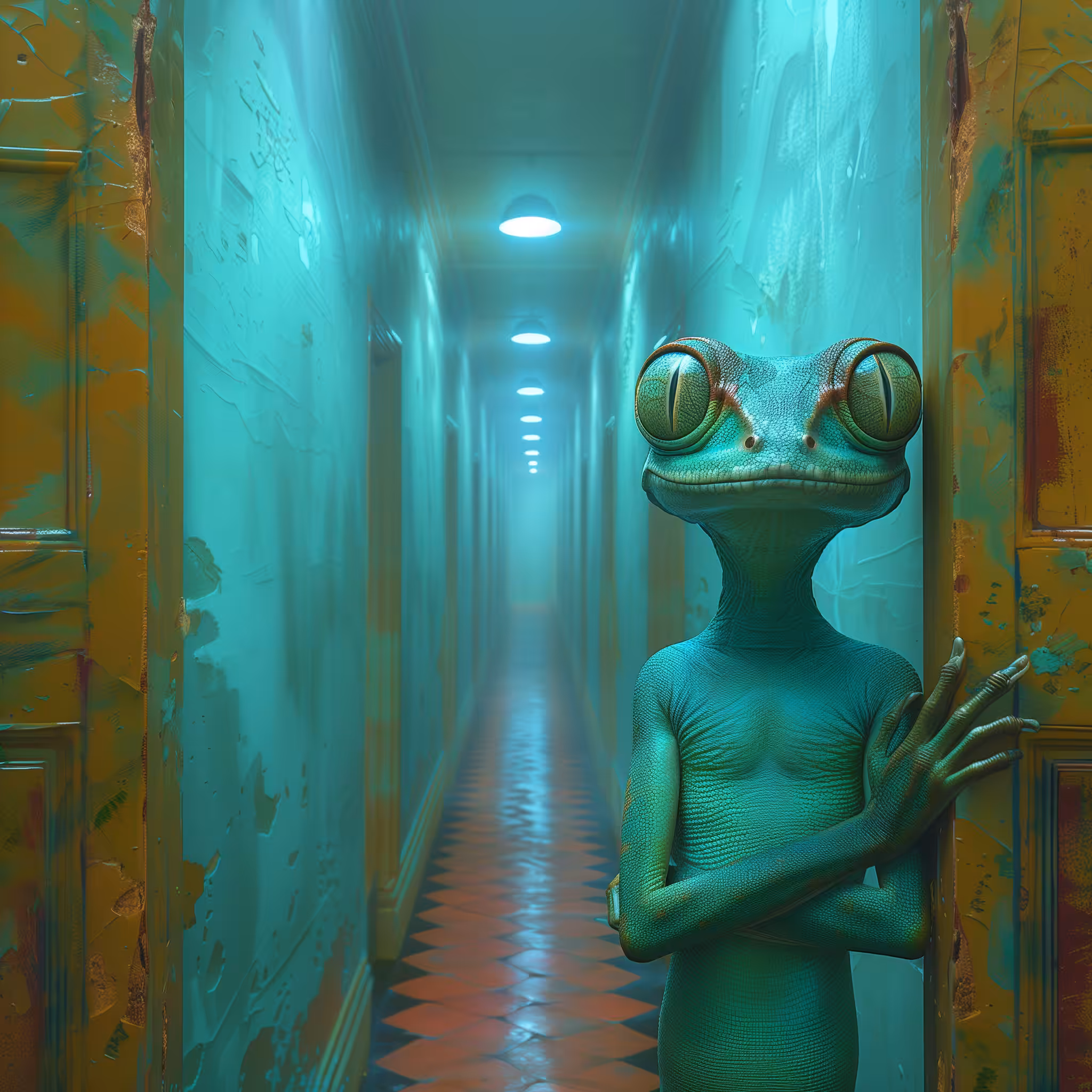 The gecko waits