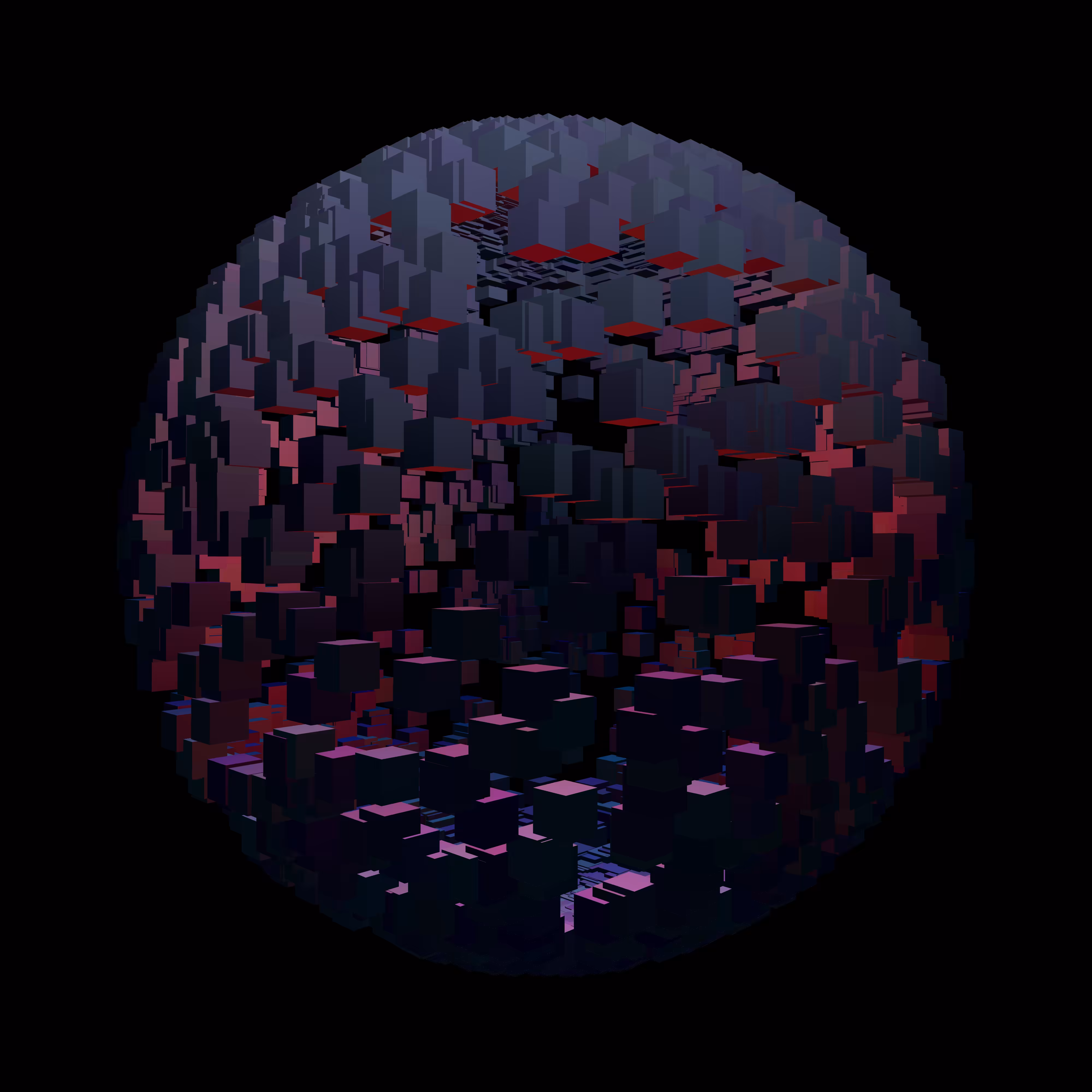 Sphere of Boxes Red and Blue