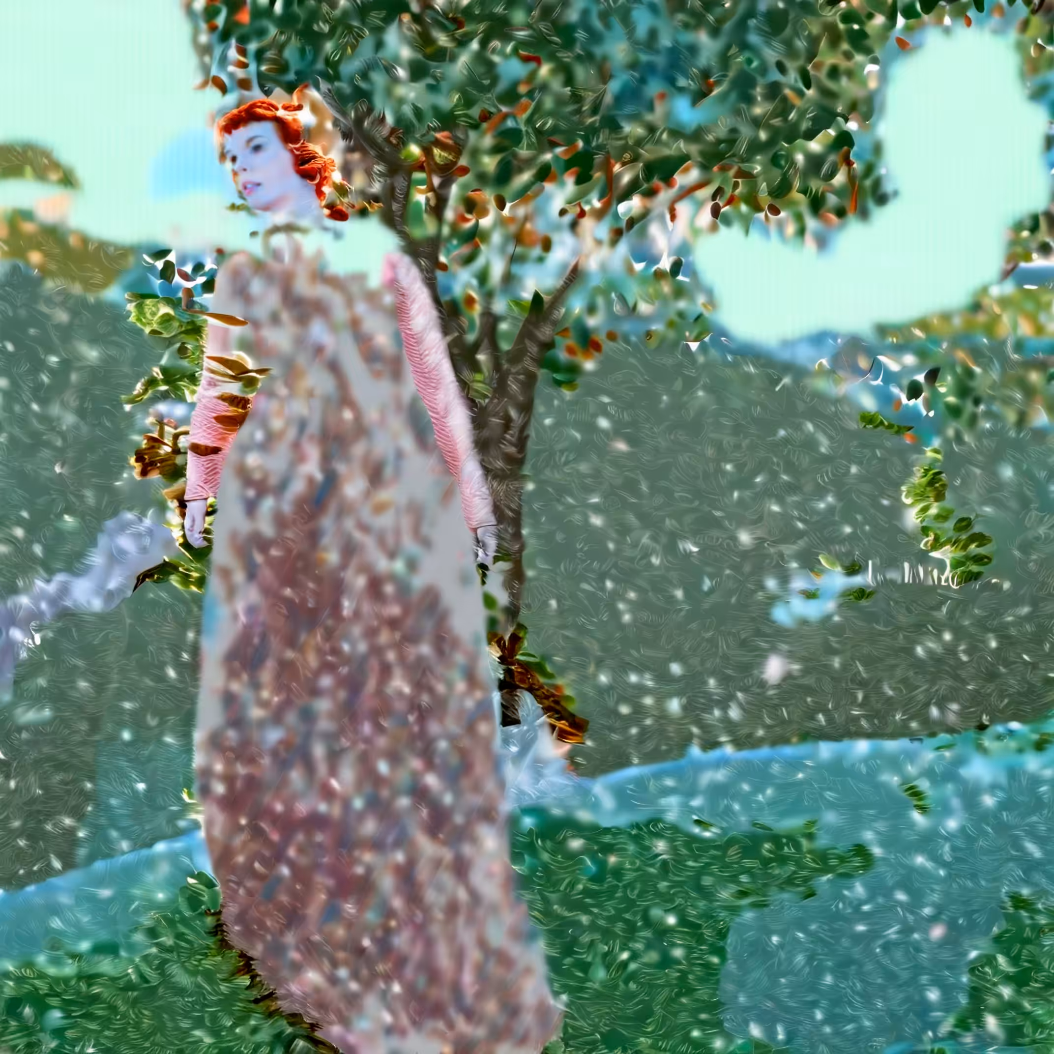 Woman Standing by a Tree