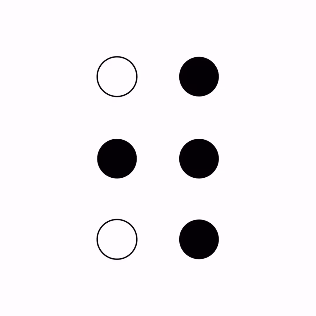 Braille Cells: The Audio/Visual Alphabet With Numbers: Braille Cell: W