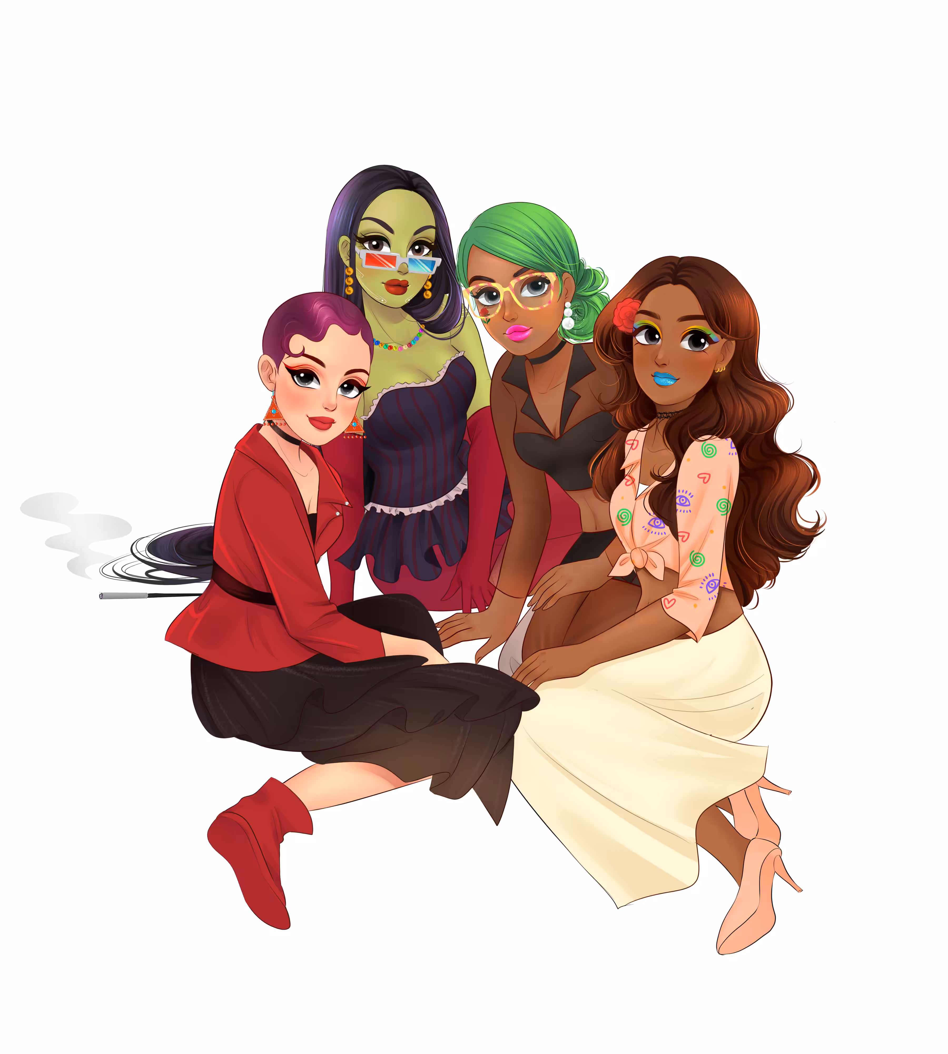 WoW Fan Art - Family Photo Seated (Unframed)