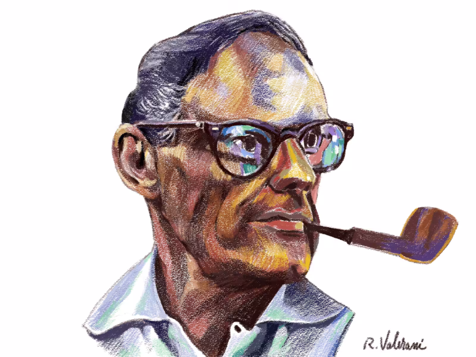 Arthur Miller smoking a pipe