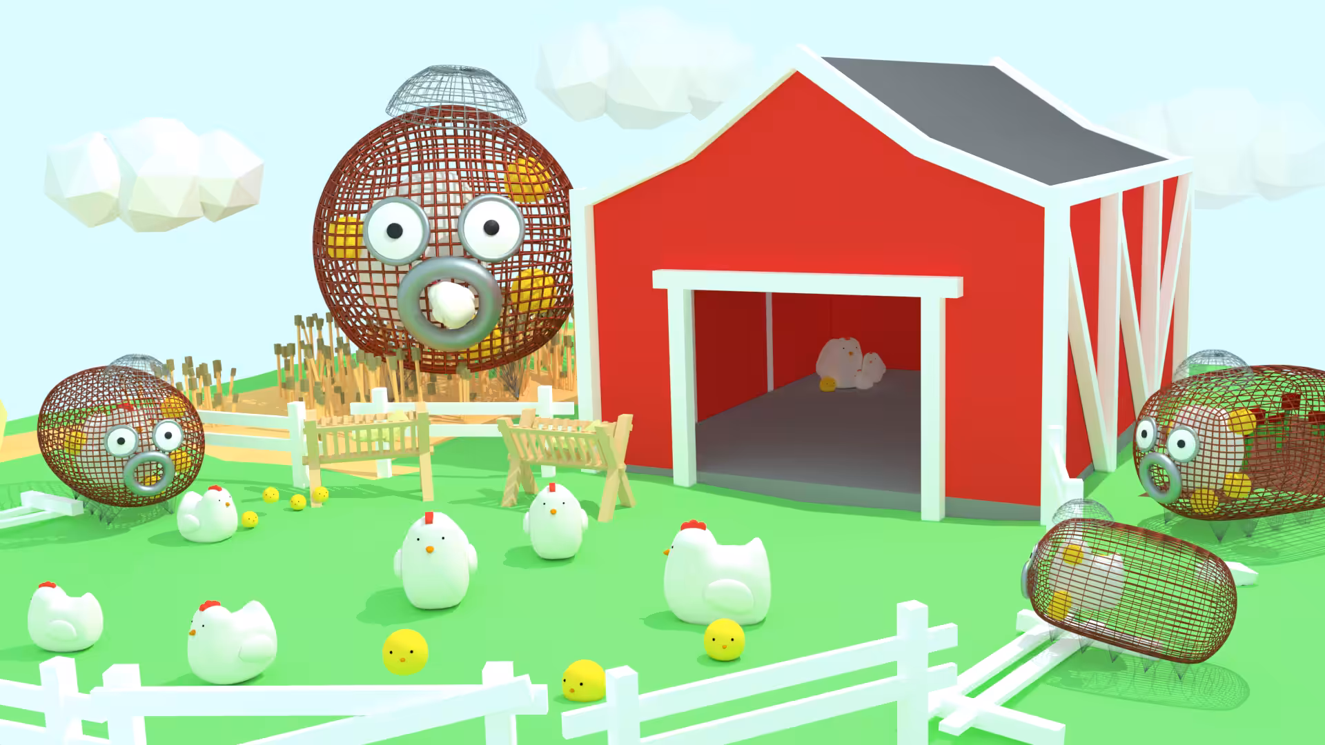 Pincos Eating Chickens