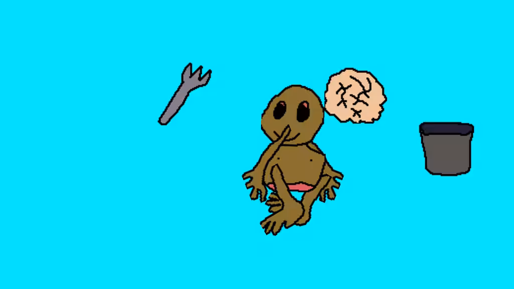 world simulation: brain transporting to a bucket with a fork simulation