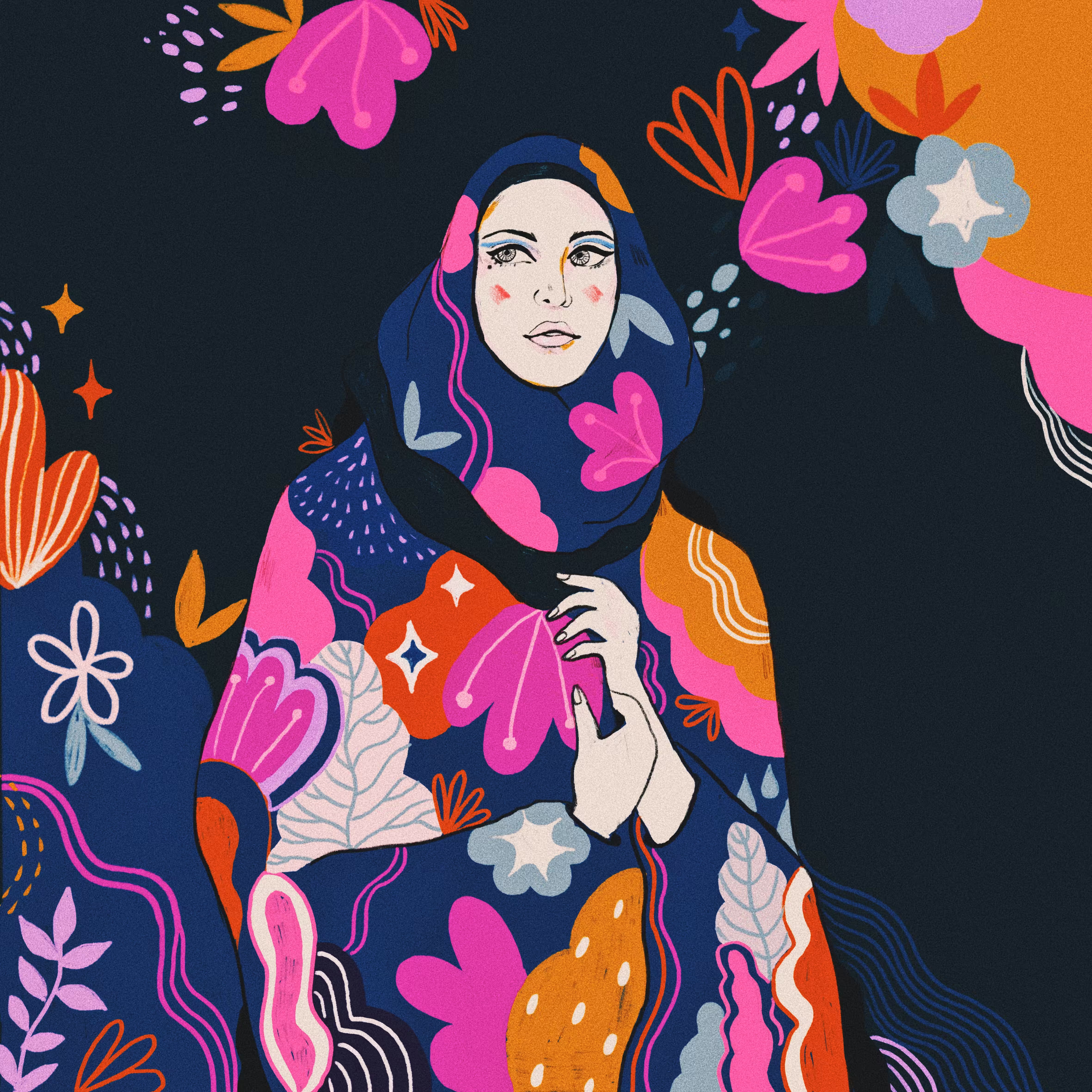 Girl with flower scarf