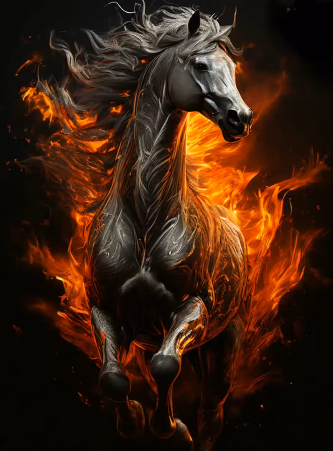 Guardian of Fire: Inferno - Fire and silver sculpture
