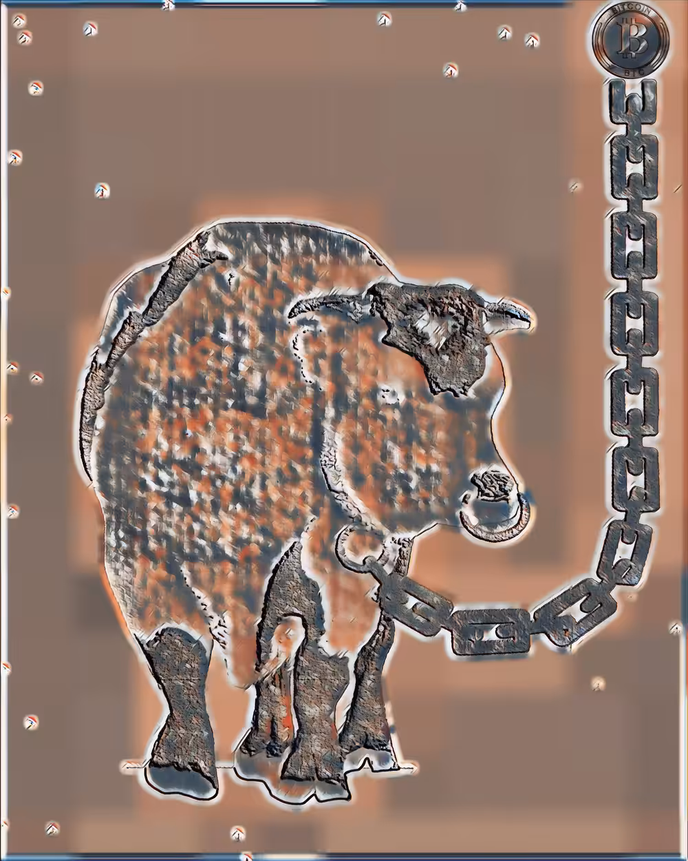 Bull on a chain of Bitcoin