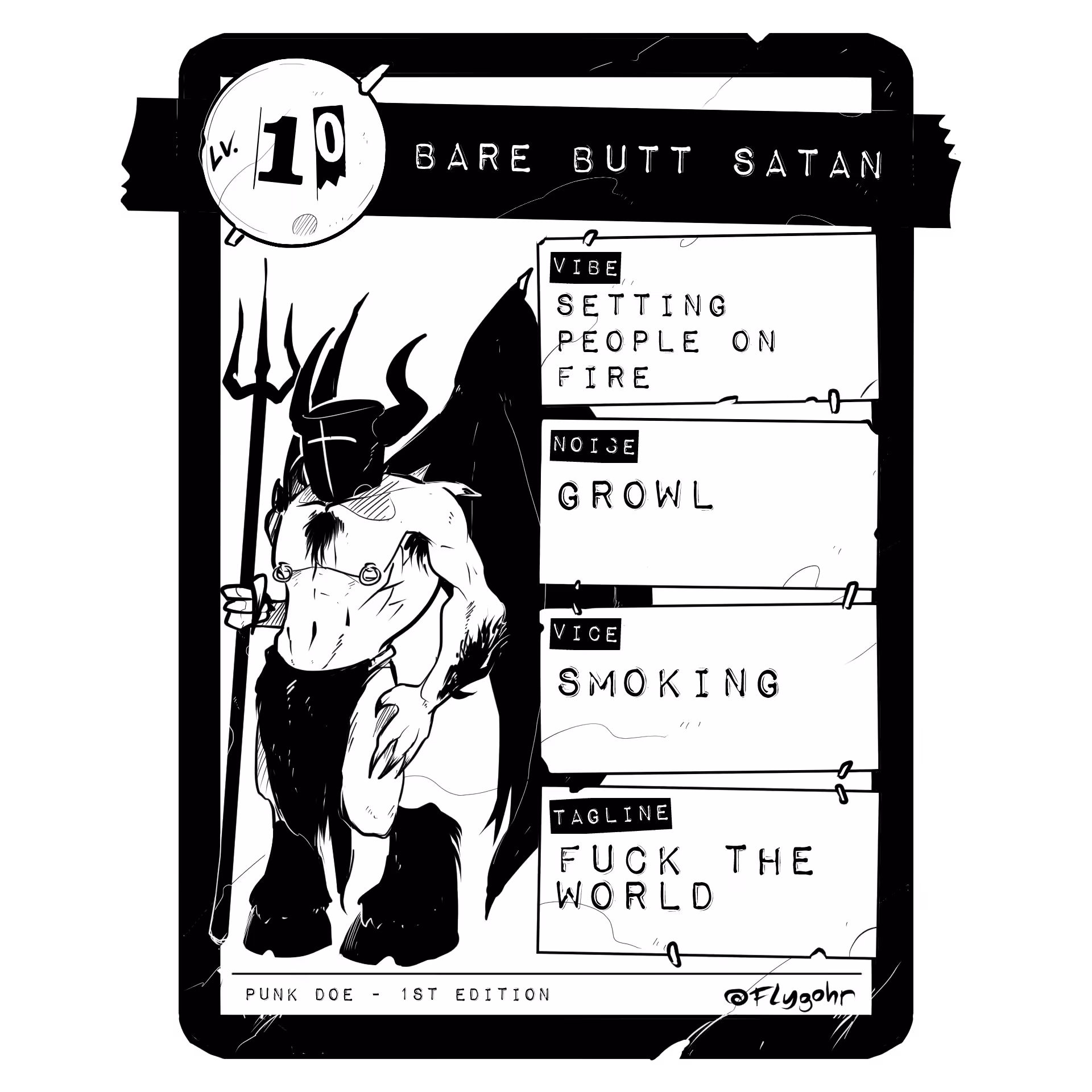 BARE BUTT SATAN | Original Villain Card | 1st ED.