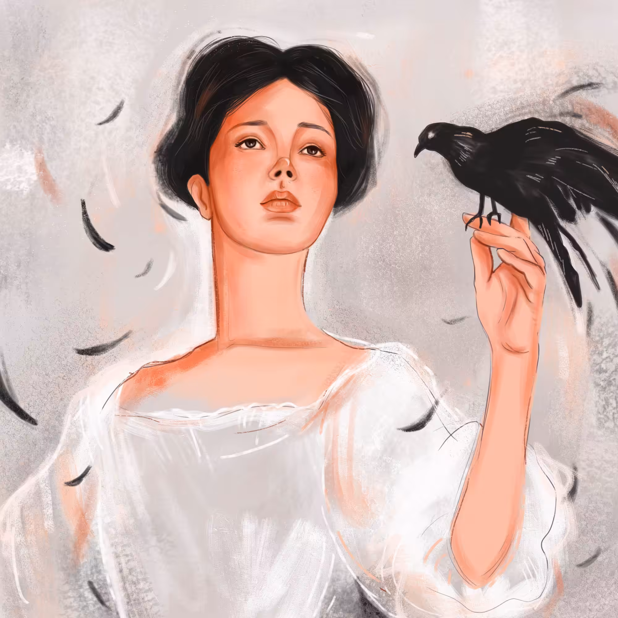 Objkt #a girl with a black crow