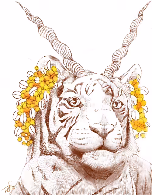 Horns x Animals-white tiger-