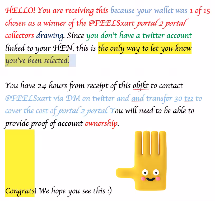 YOU WON THE FEELSxart portal 2 portal RAFFLE