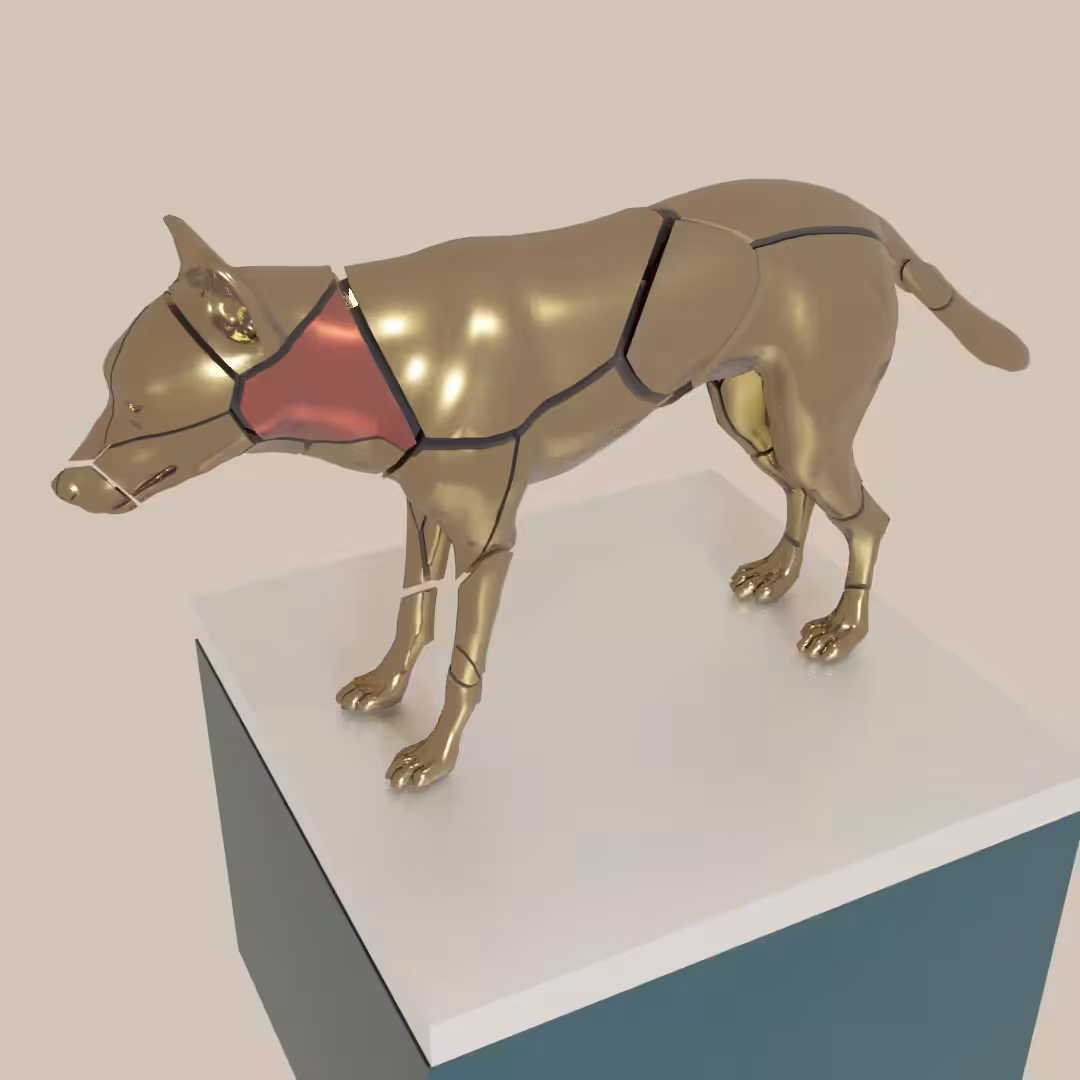 Turning - 3d Wolf  Fractured 