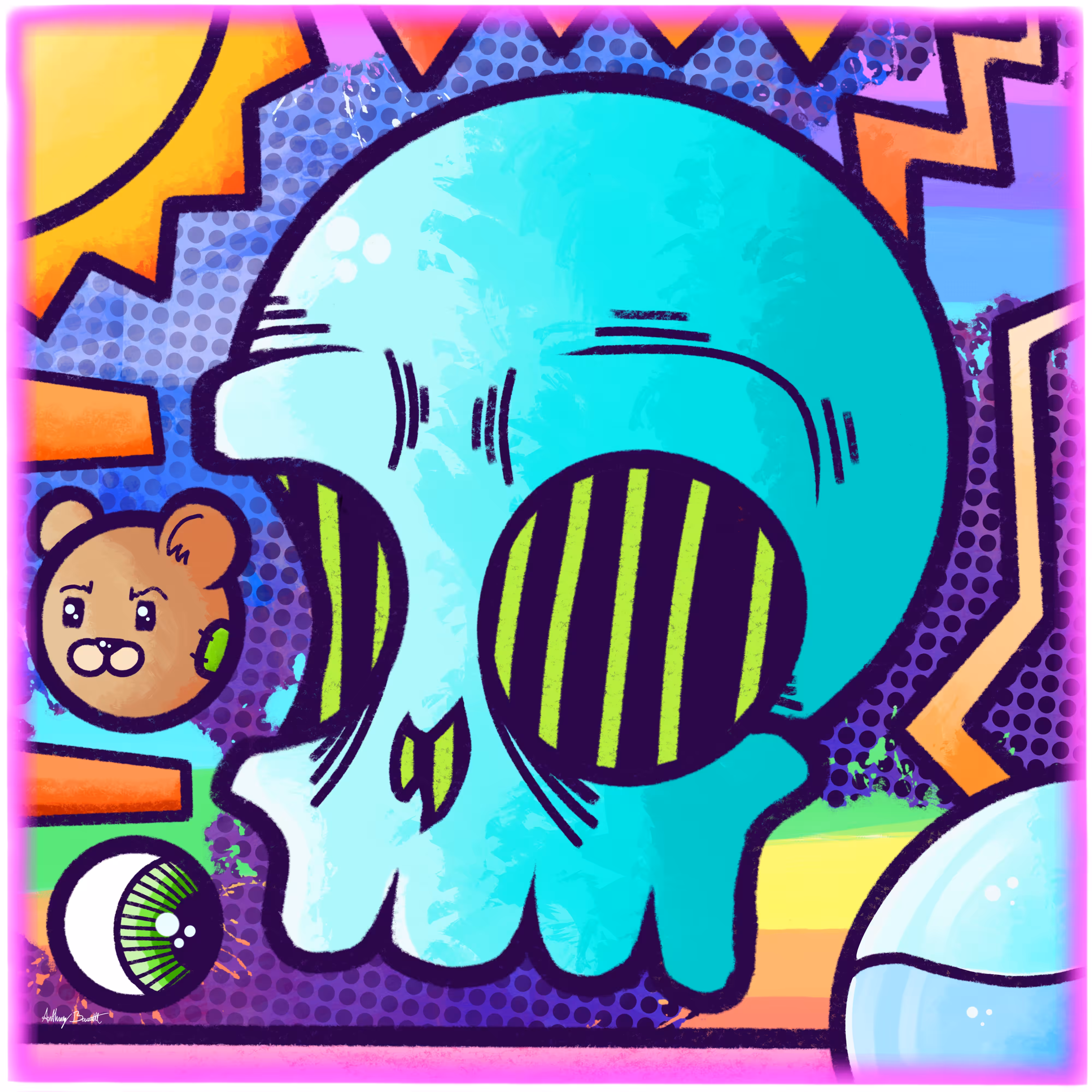 Rainbow Skull Splat