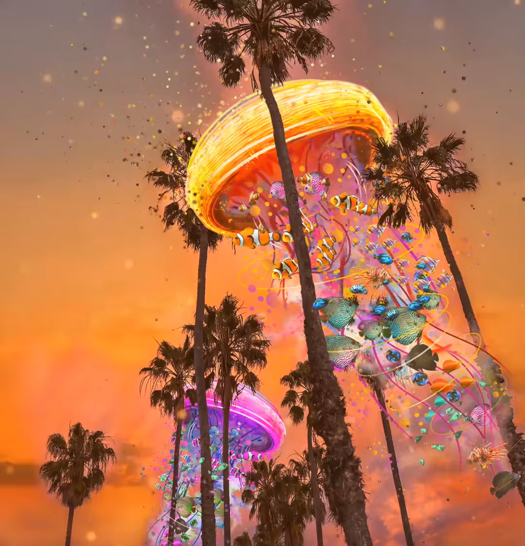 Electric Jellyfish Sunset in the Palms (Motion)