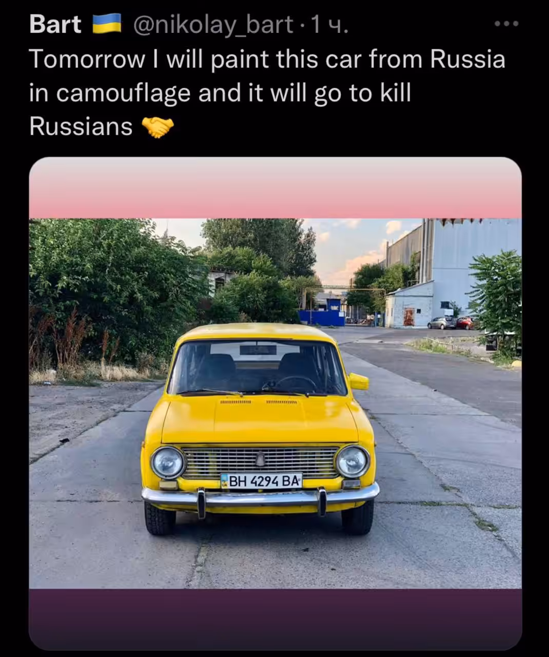 ru**ian car that will go to kill ru**ians