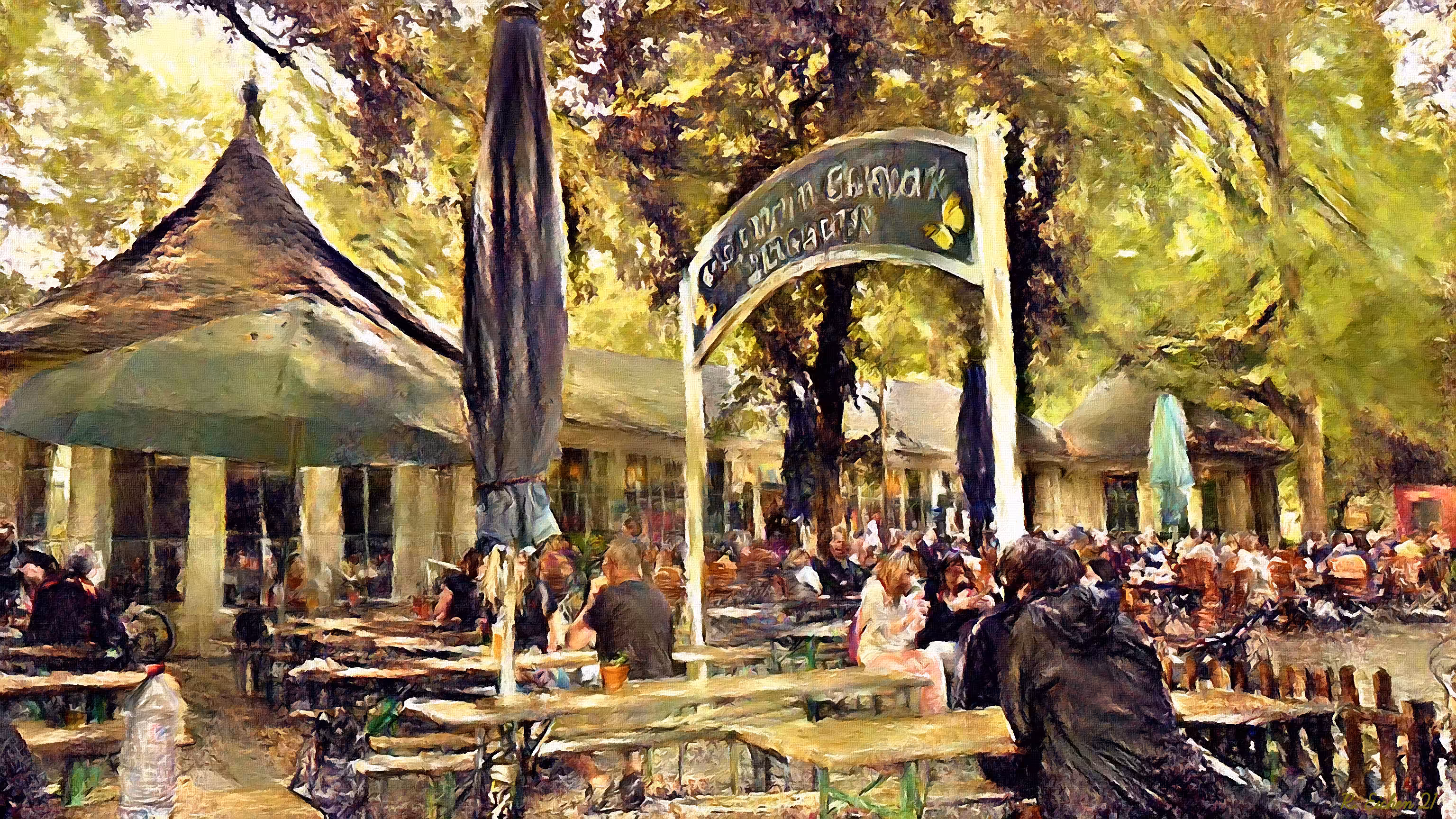 Beer garden under the trees