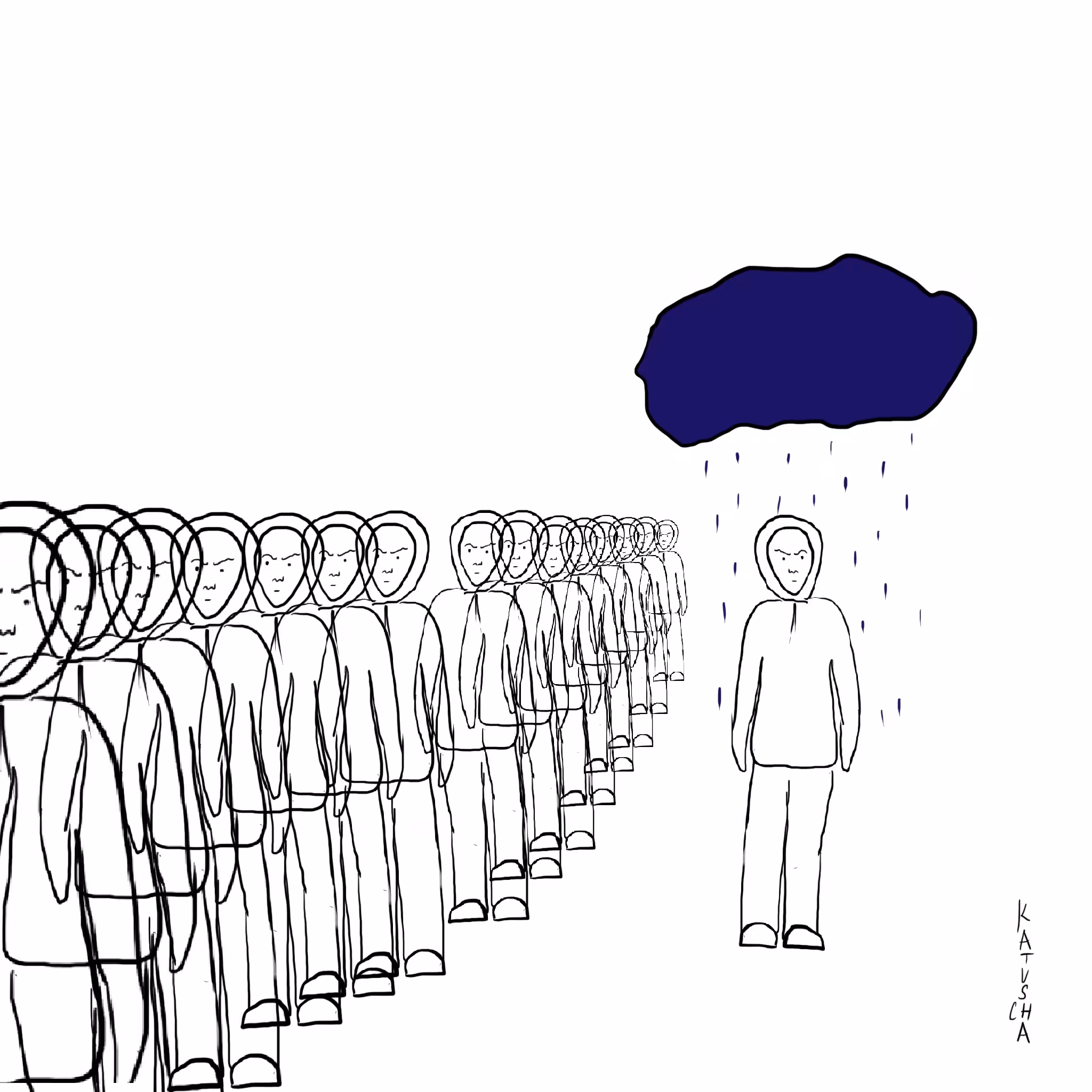 out of line