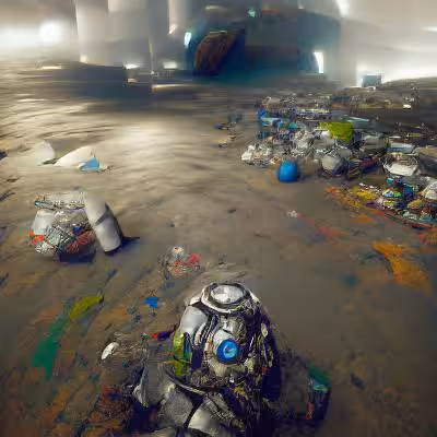 AI art, full of mechanic trash