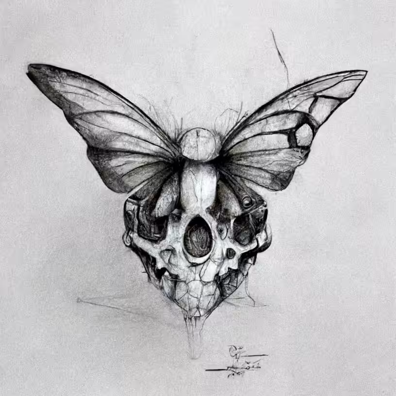 O.G. SPIRATOM - Butterfly Skullz 💀🦋 AI Concept Sketch for Remikz