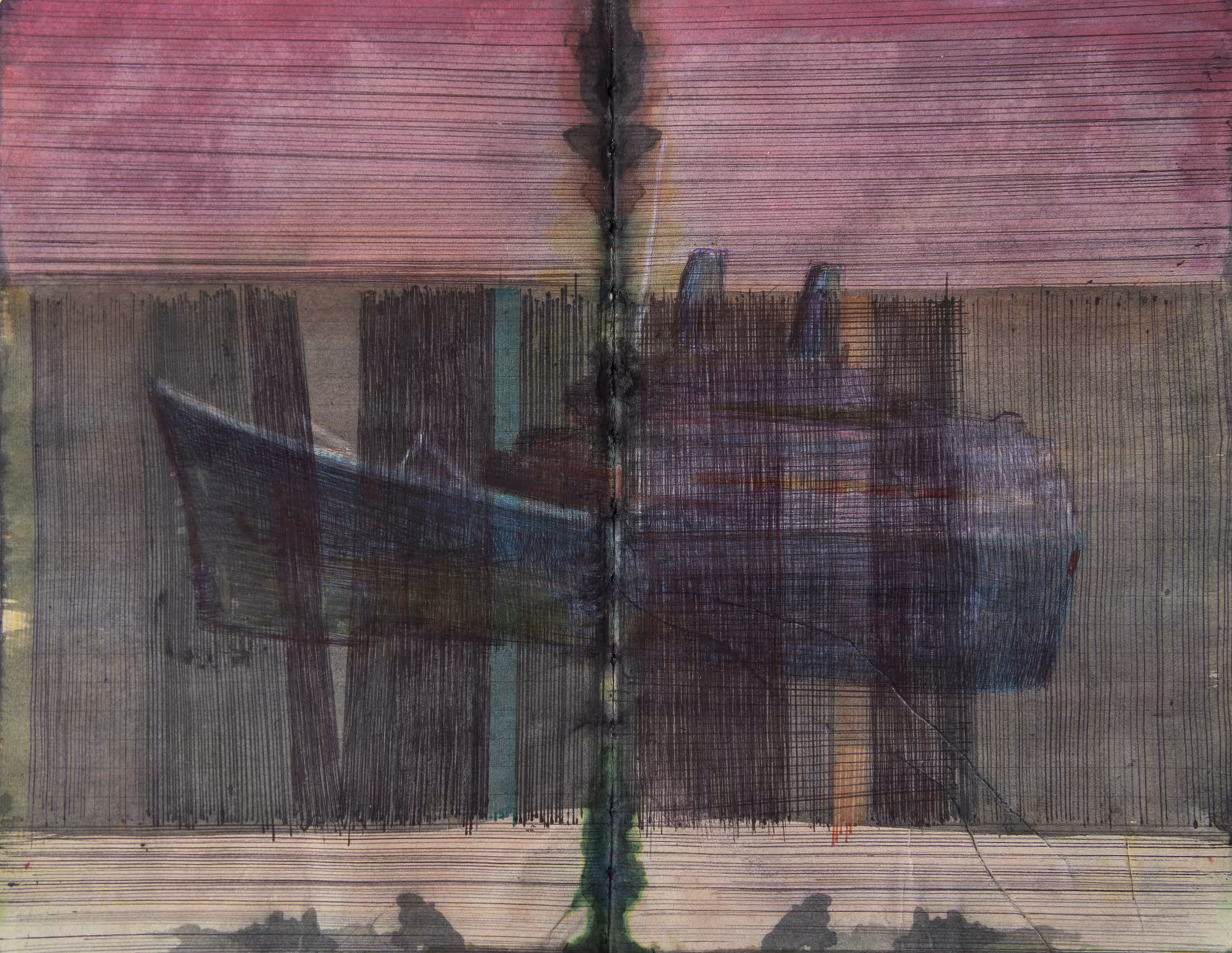 Ship In Blue and Red