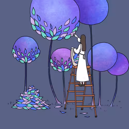 Girl pasting spores #0026