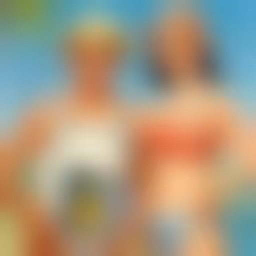 Robness et Albertine en maillot de bain