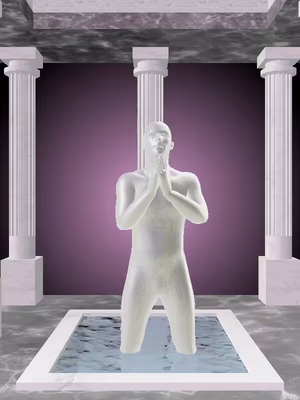 HeavenComputer: The Praying Glitter Bluish Gold Man #5343