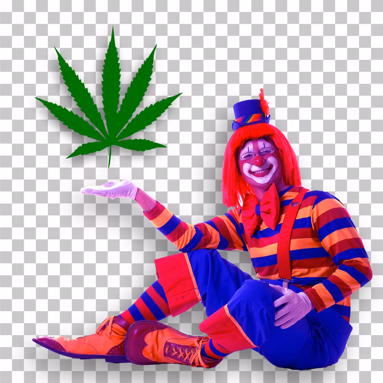Who makes the clown laugh?