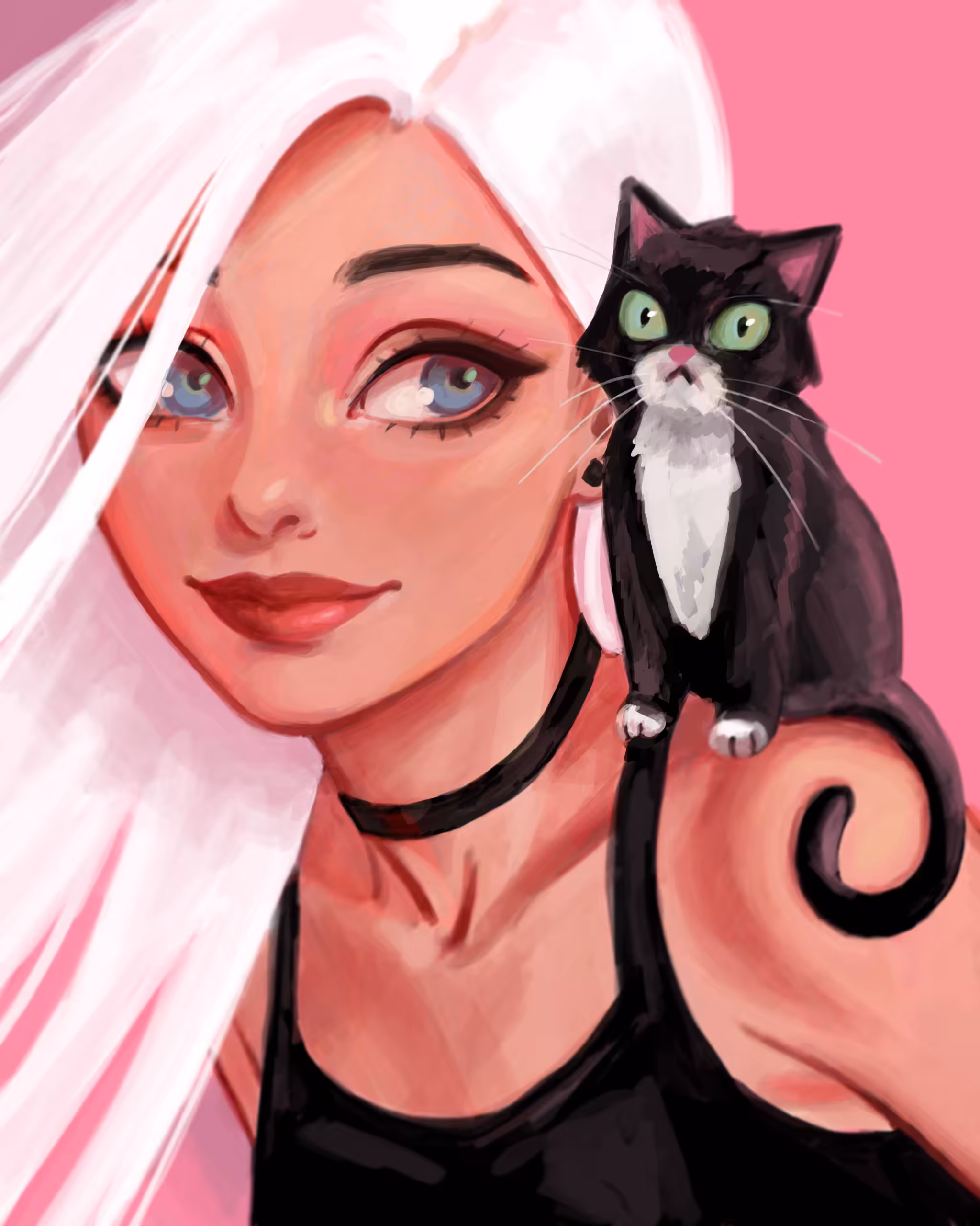 A girl and her artificial cat