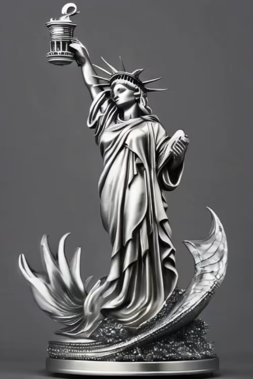 FAMOUS SCULPTURES: Liberty of the Sea - Silver sculpture