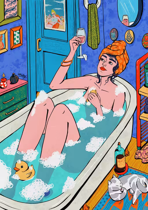 Bathtub Wine Girl