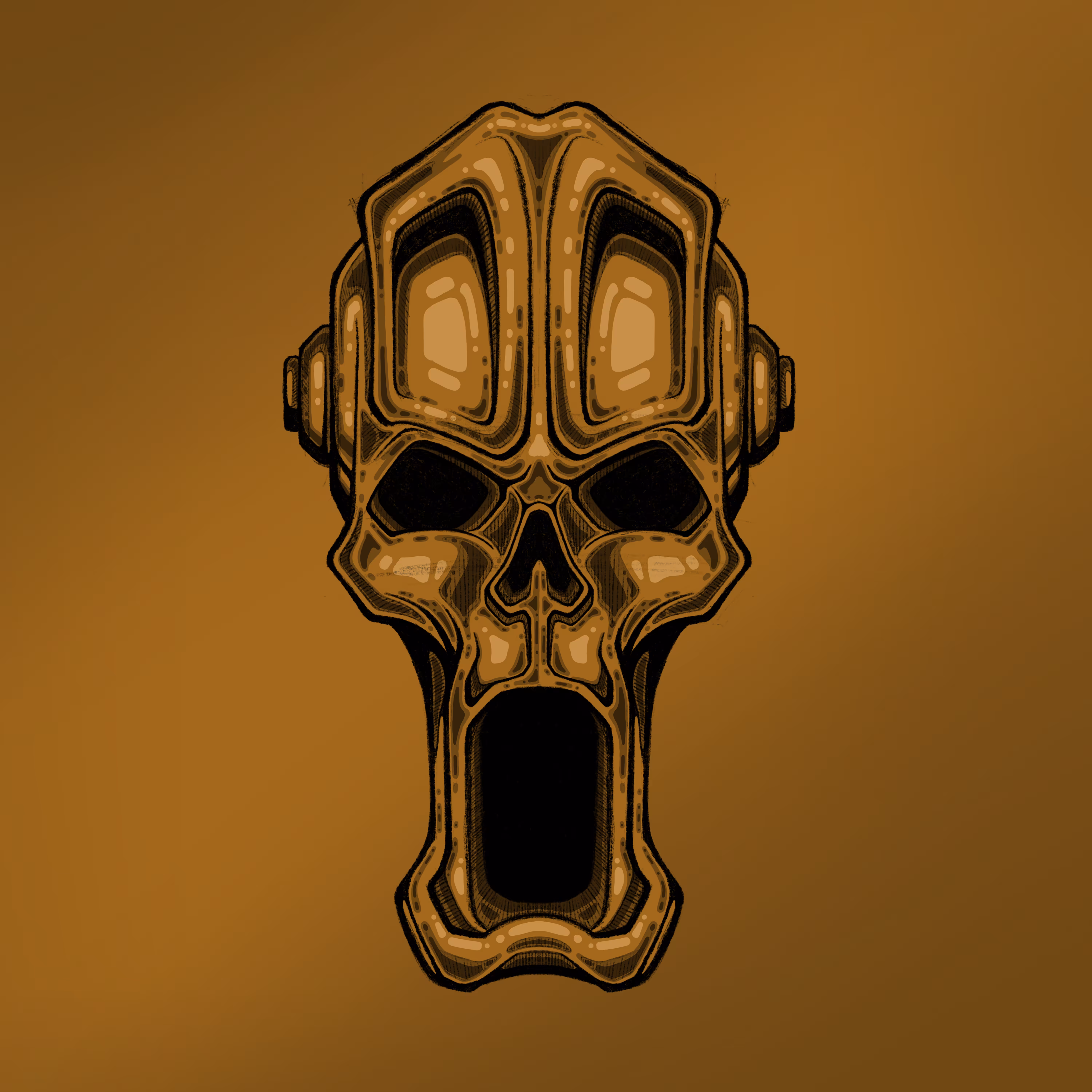 Gold Robot Skull.