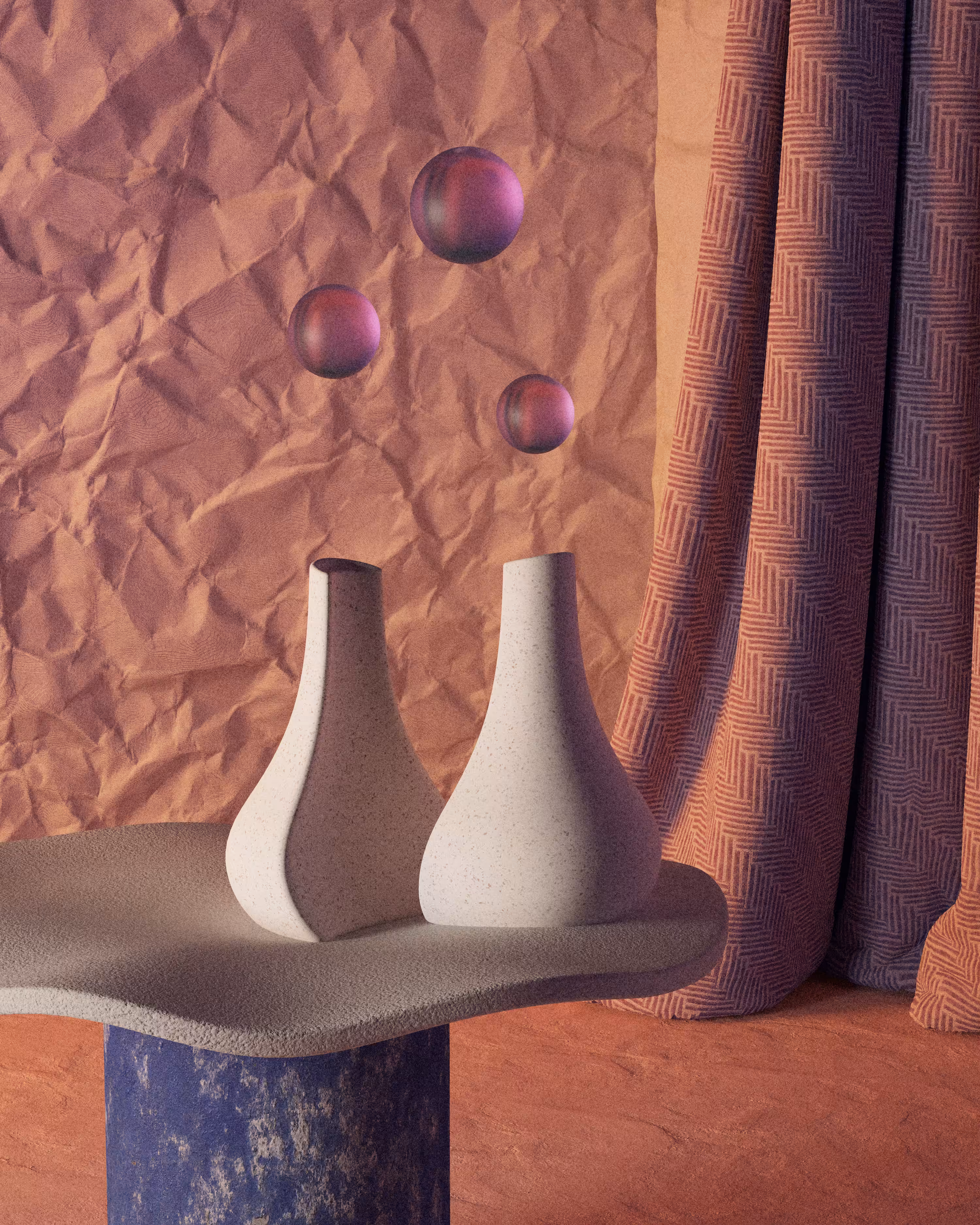 Siamese Vases on a Sheet