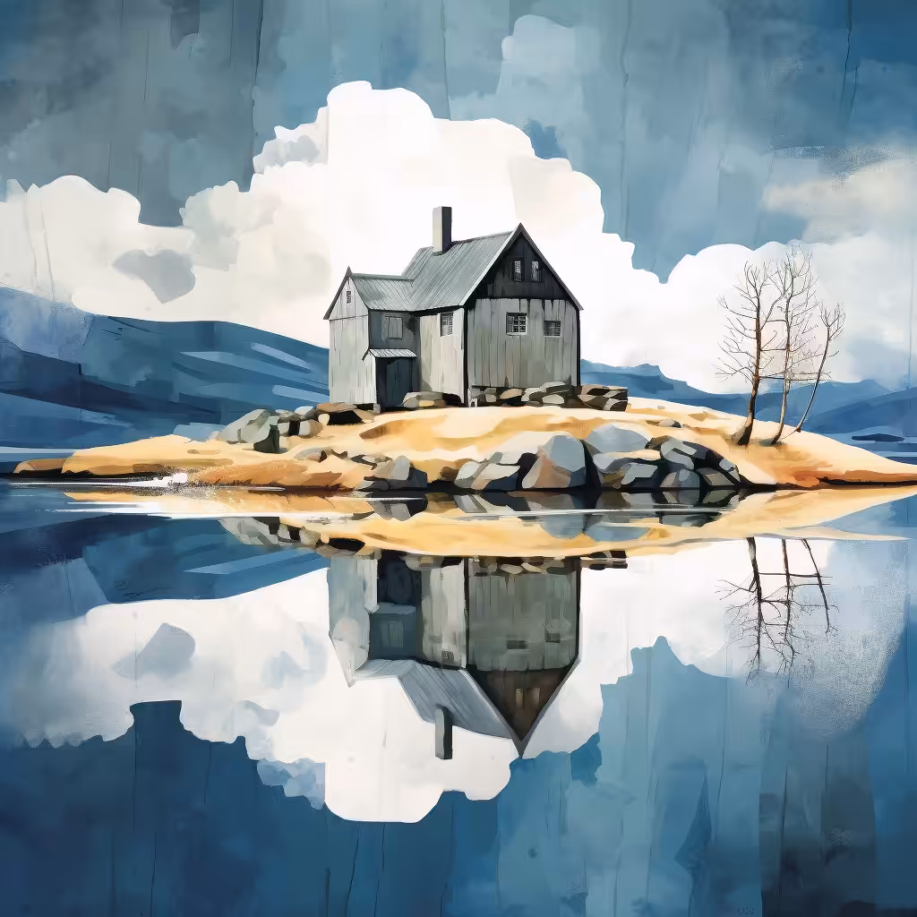 House, lake, snow #3