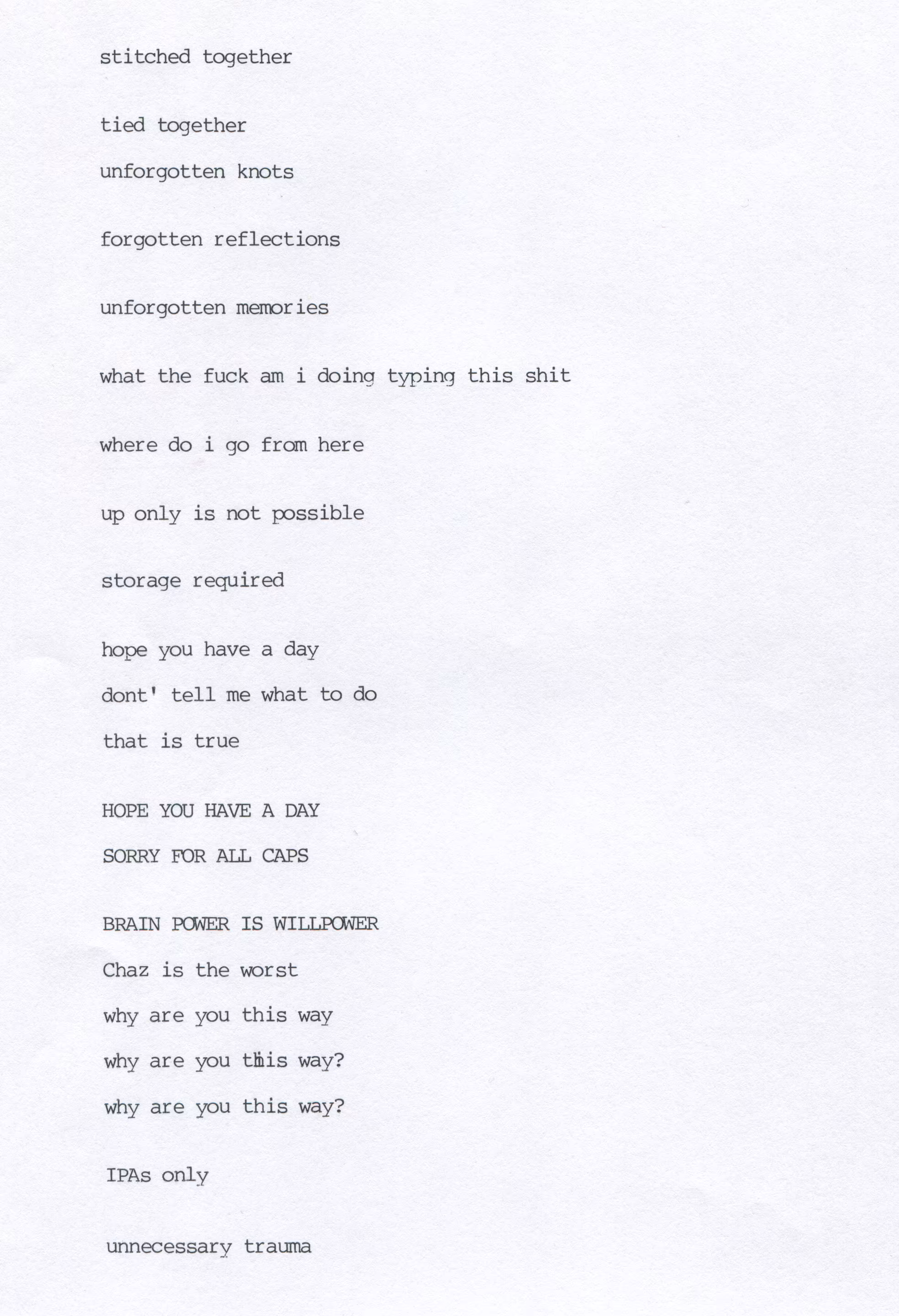 typed words page four