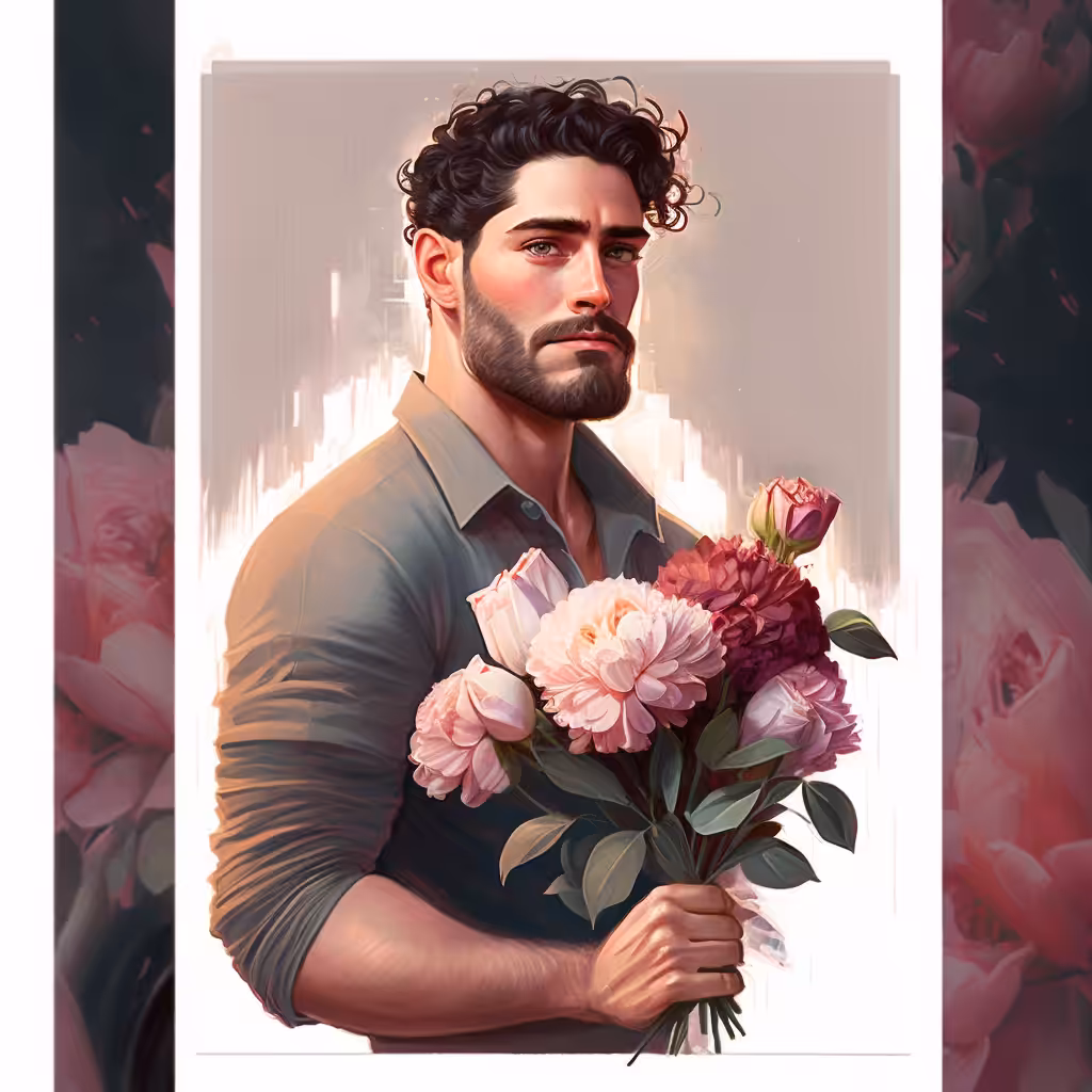 Man with flowers