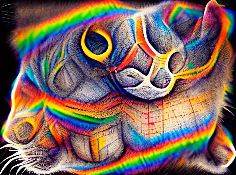 A cat made of rainbows