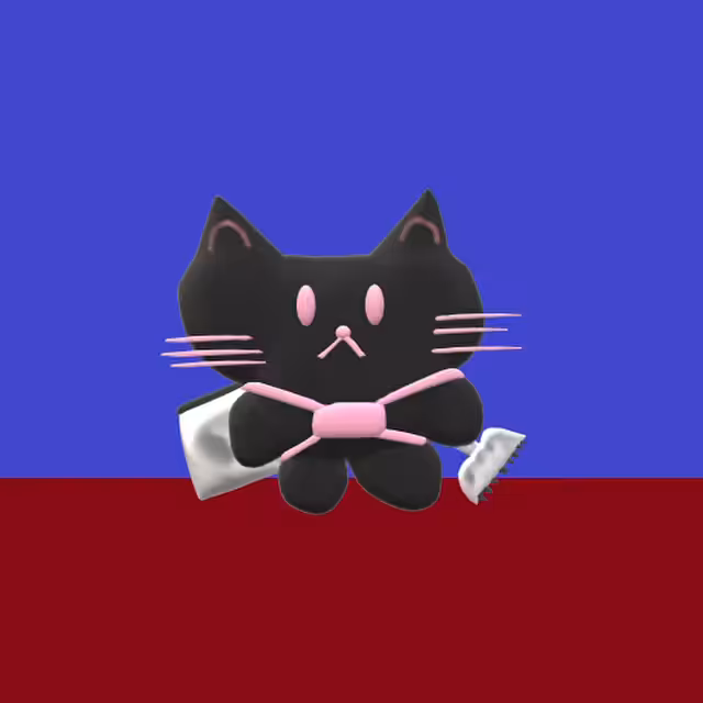 The cat returning home after cleaning the whole world