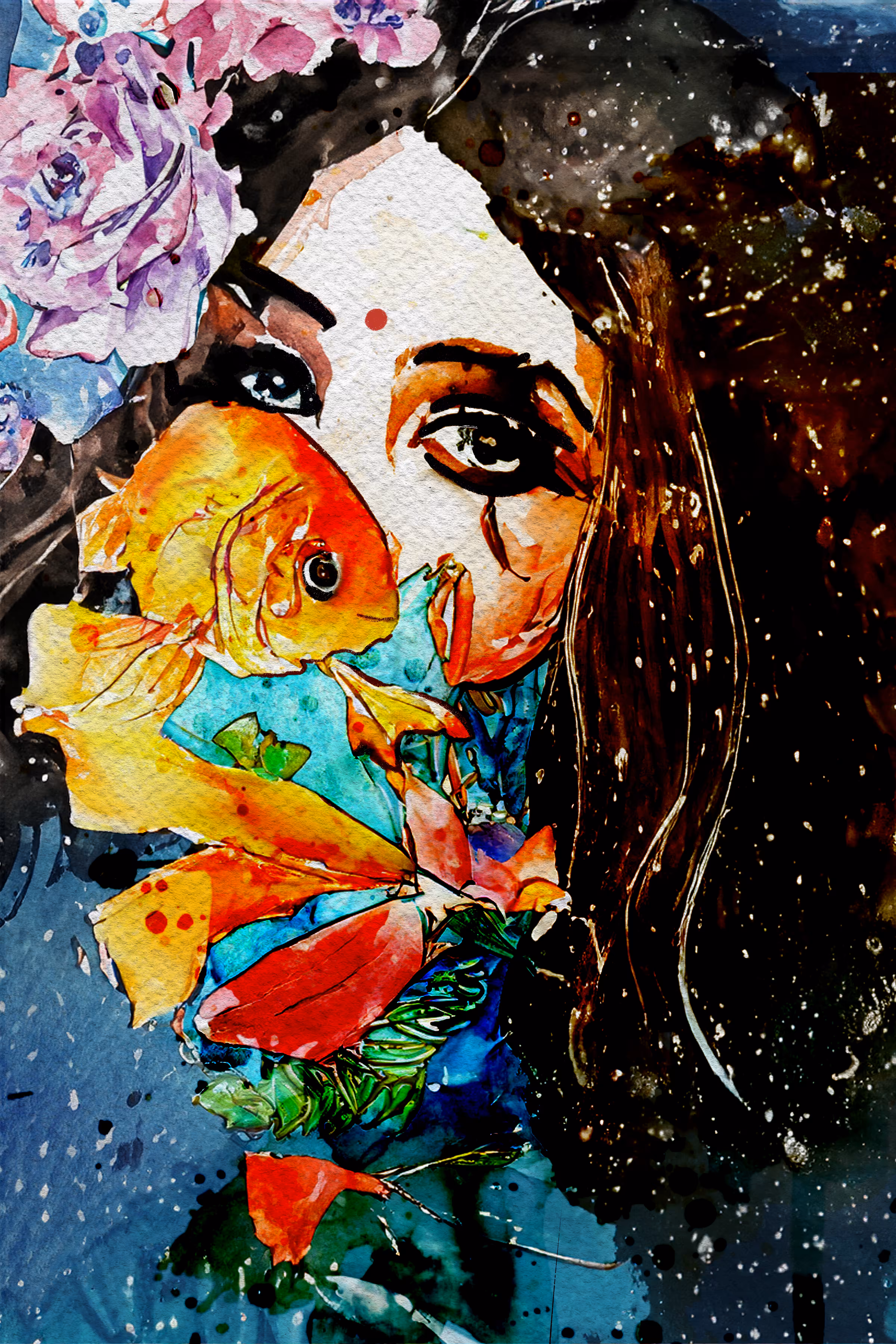 Gold fish & Roses