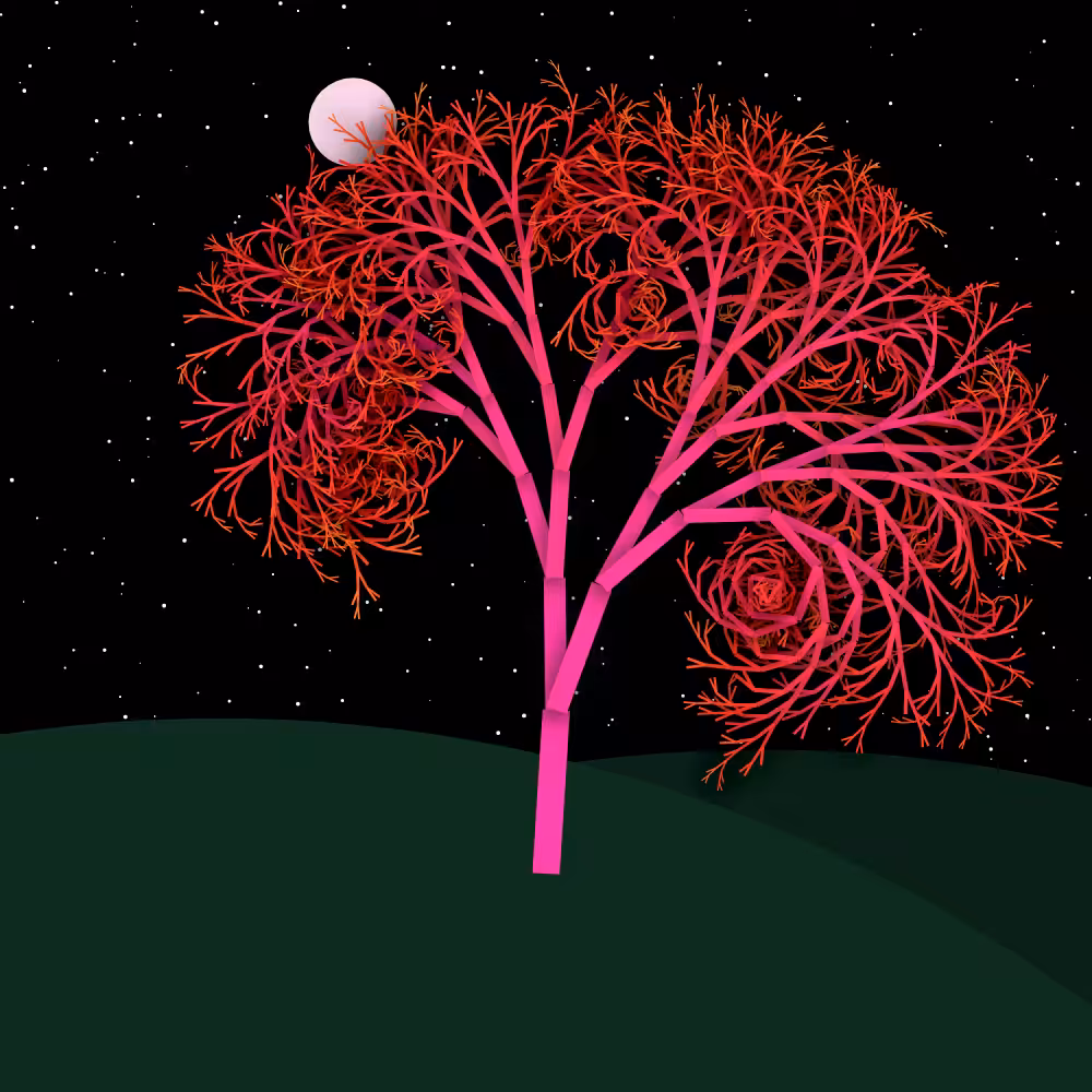Moonlit Trees of Iterative Fractal Chaos #47