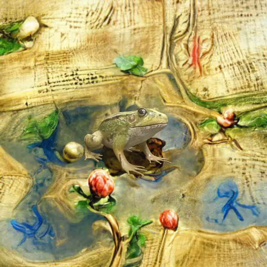The frog in the pond