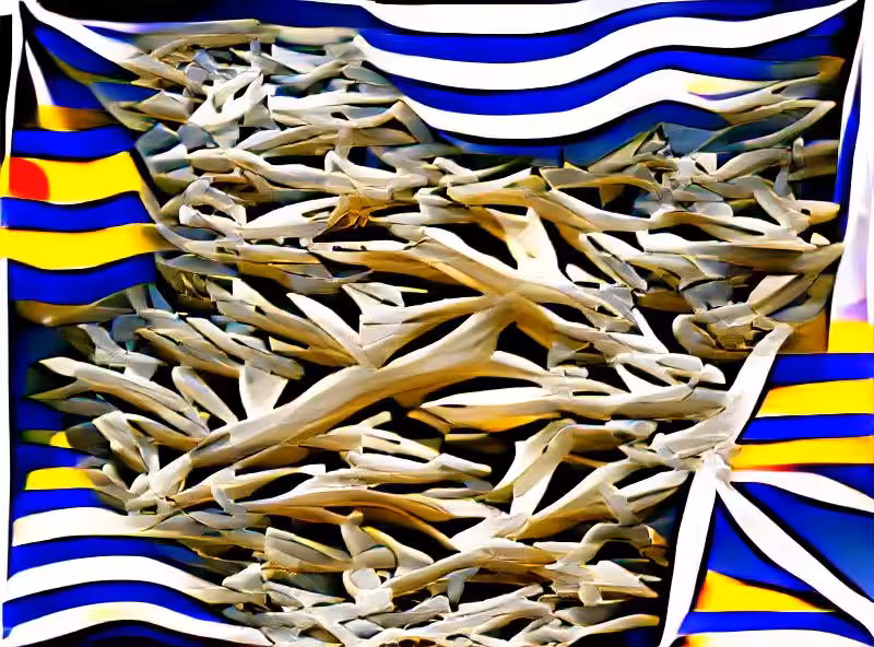 Abraham's First Works: a flag for a micronation with fish bones and water
