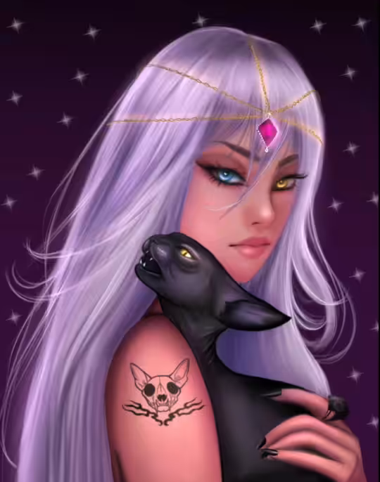Cat lady and her baby