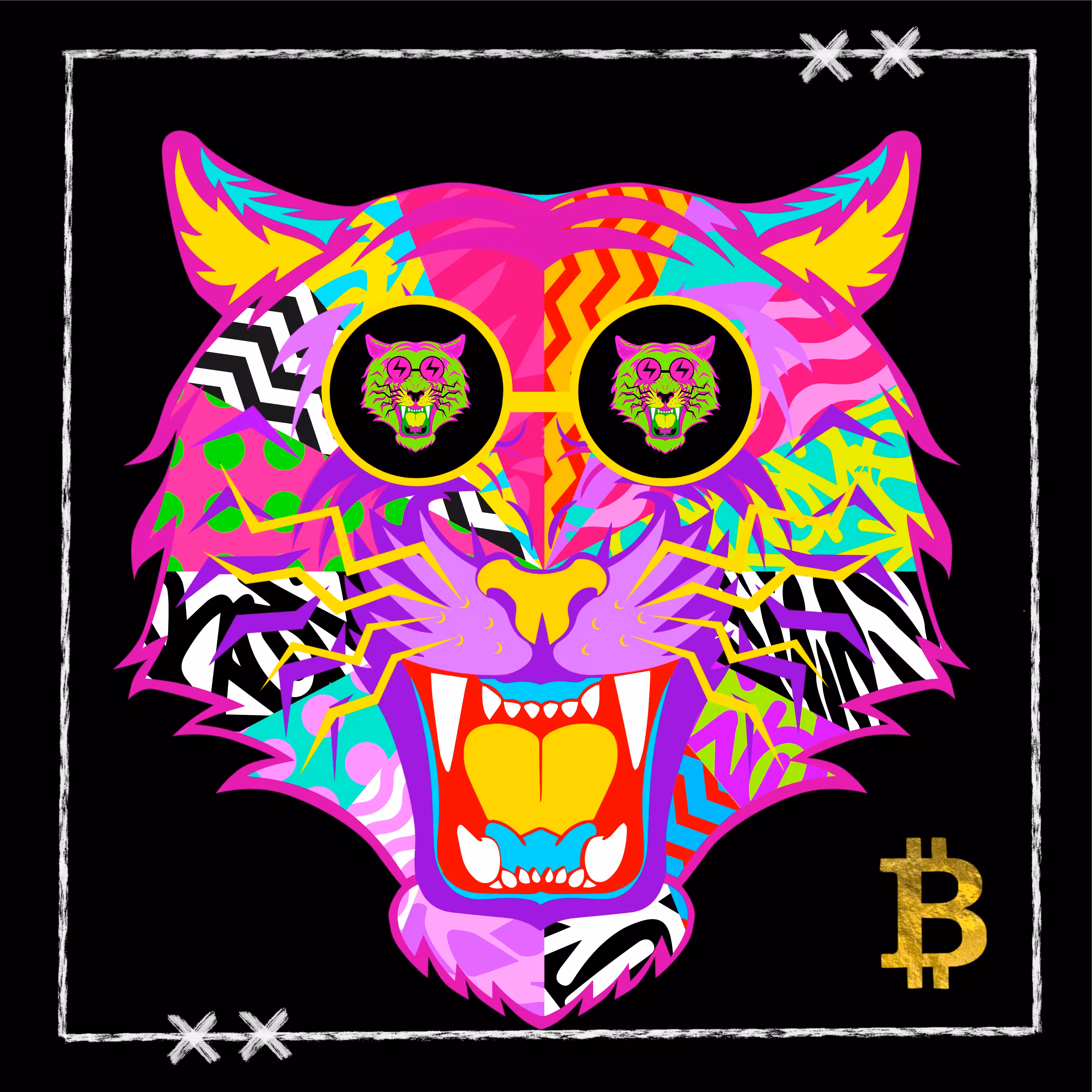 CryptoAnimals: CRYPTO TIGER FACE #37 Bitcoin Edition