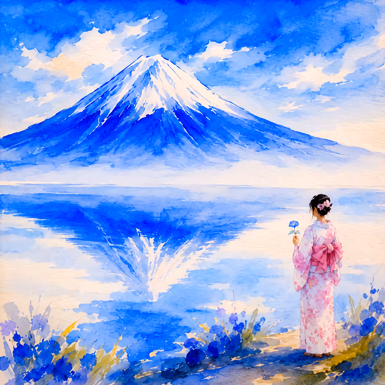 Simple Fuji Art: Summer Reflection
