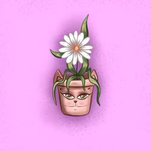 Cat flower pot